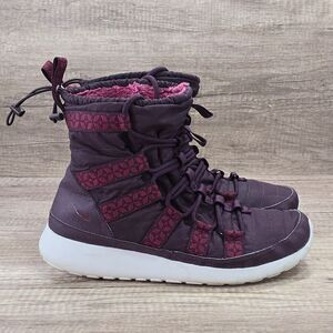 Nike Roshe Run Hi Sneaker Boot Women's Size 9.5 Deep Burgundy Boots (615968-601)